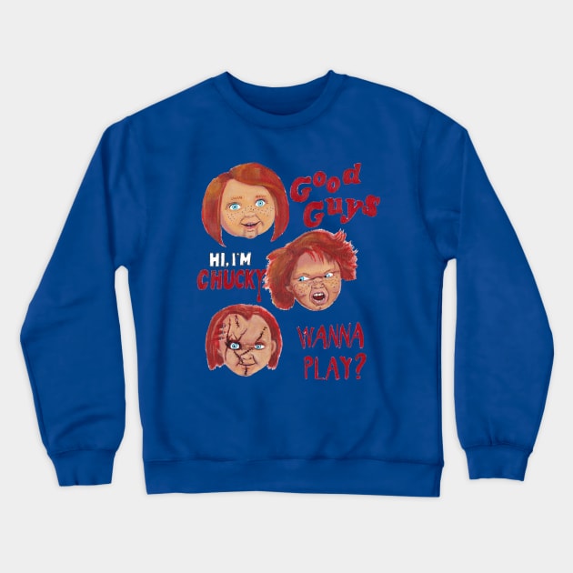 Chucky Doll Faces Crewneck Sweatshirt by tesiamarieart